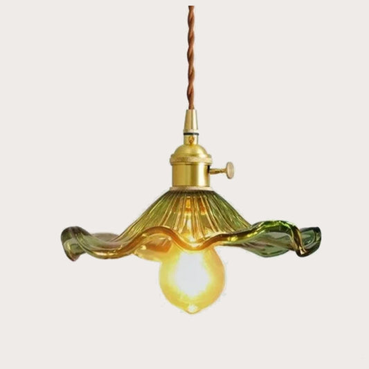 Tyalez Vintage Glass Hibiscus Flower Pendant Light
