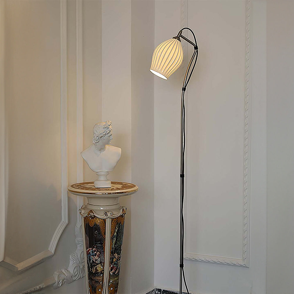 Tyalez Vintage Ceramic Ribbed Standing Floor Lamp